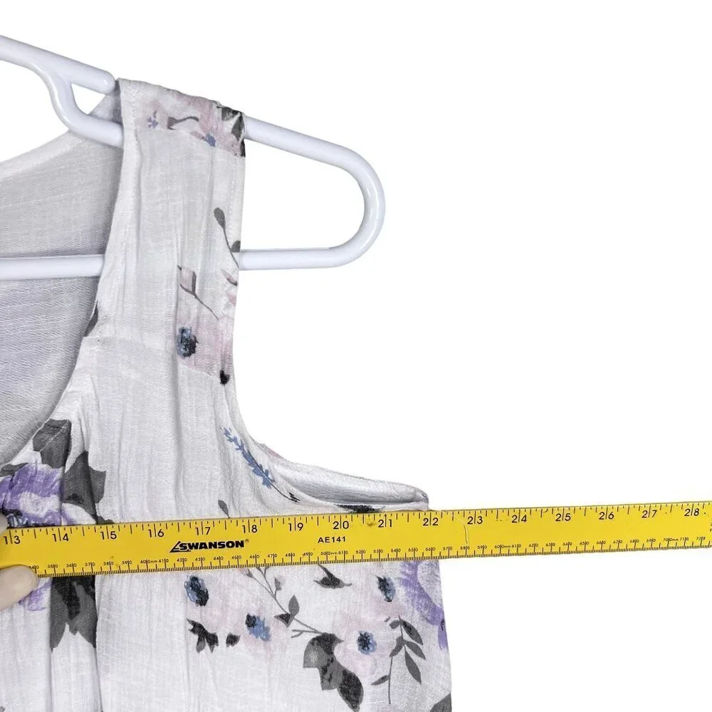 Papa Vancouver Womens S Purple Floral Sleeveless Shift Easter Dress Linen Blend - Picture 10 of 15